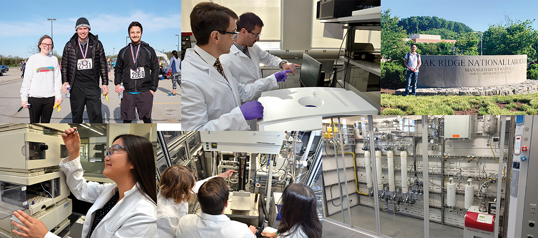 A collage of research related images