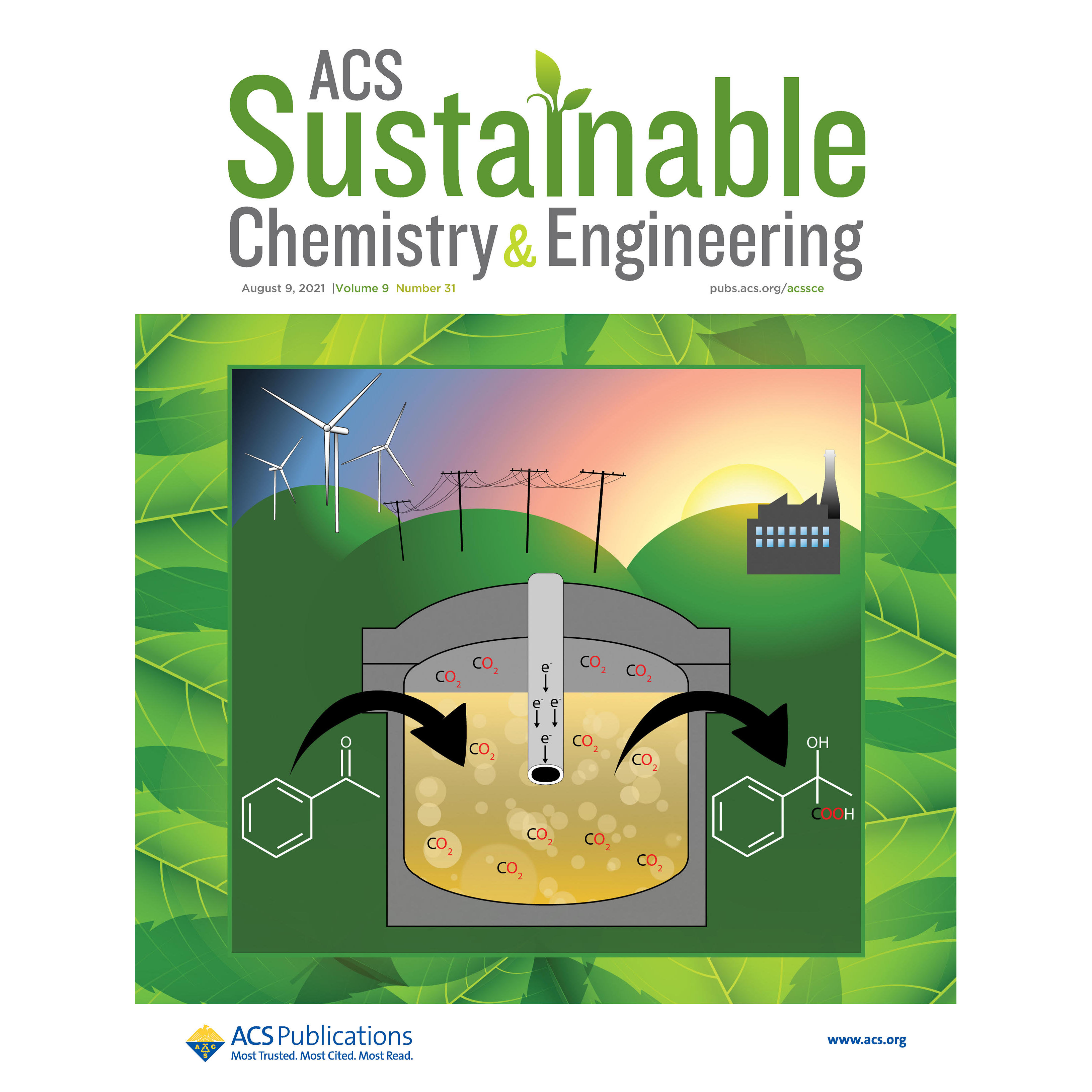 Cover of ACS Sustainable Chemistry & Engineering August 9 2021