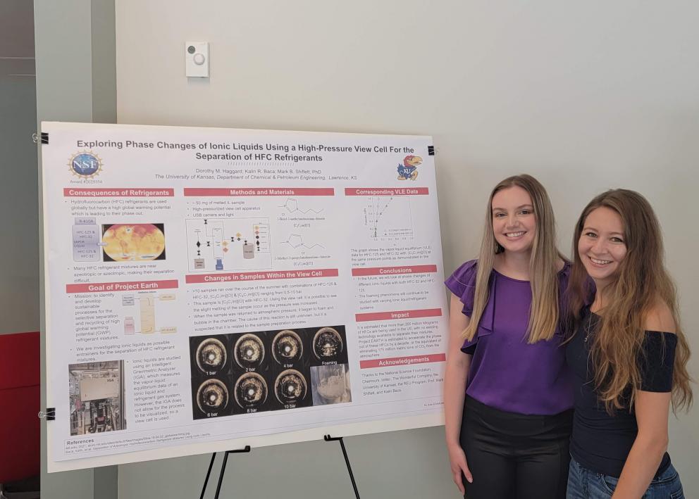 Dorothy and her graduate student mentor Kalin at the REU poster session