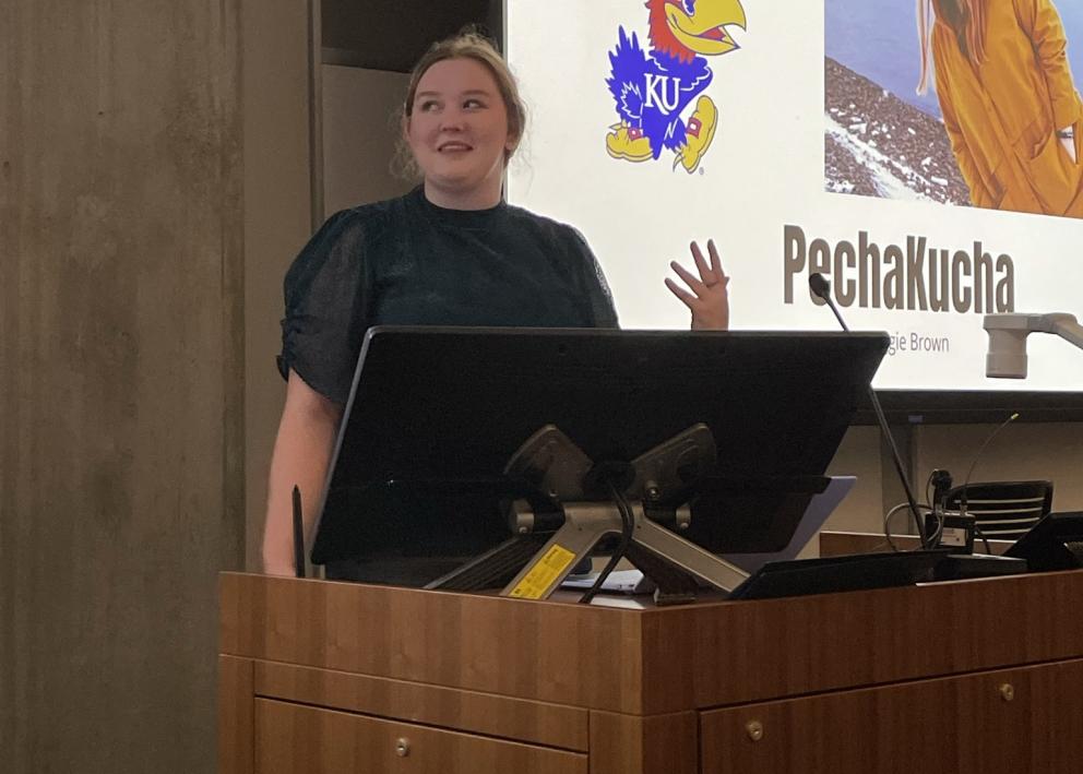 Student giving a PechaKucha style presentation