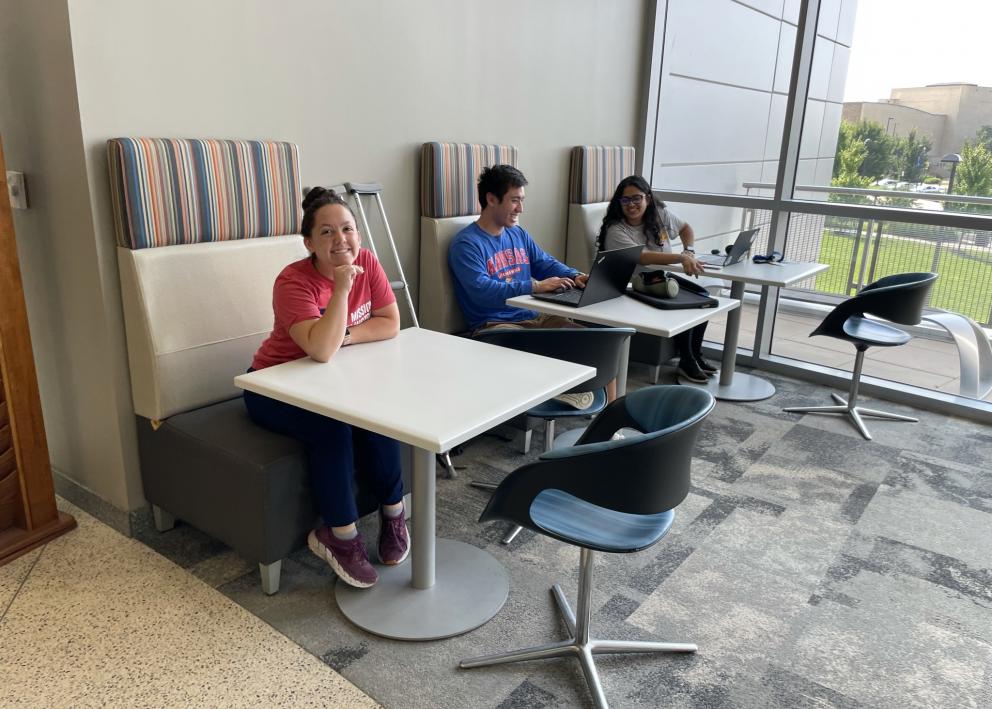Rebekah, Gabe, and Anika in LEEP2 atrium