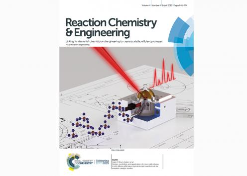 Cover of Reaction Chemisty and Engineernig for April 201- featuring Juan Bravo group research