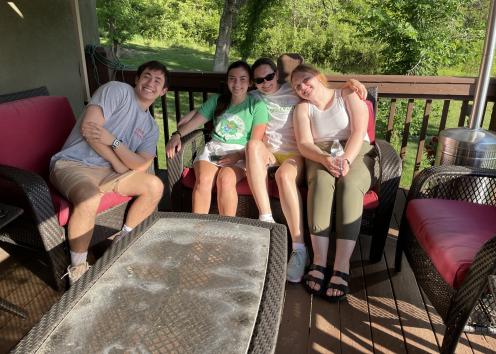 Students Gabe, Isabel, Grace, and Maggie at the REU welcome picnic