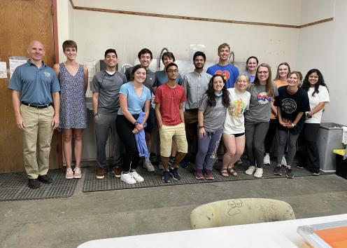 The REU group at a screen printing workshop