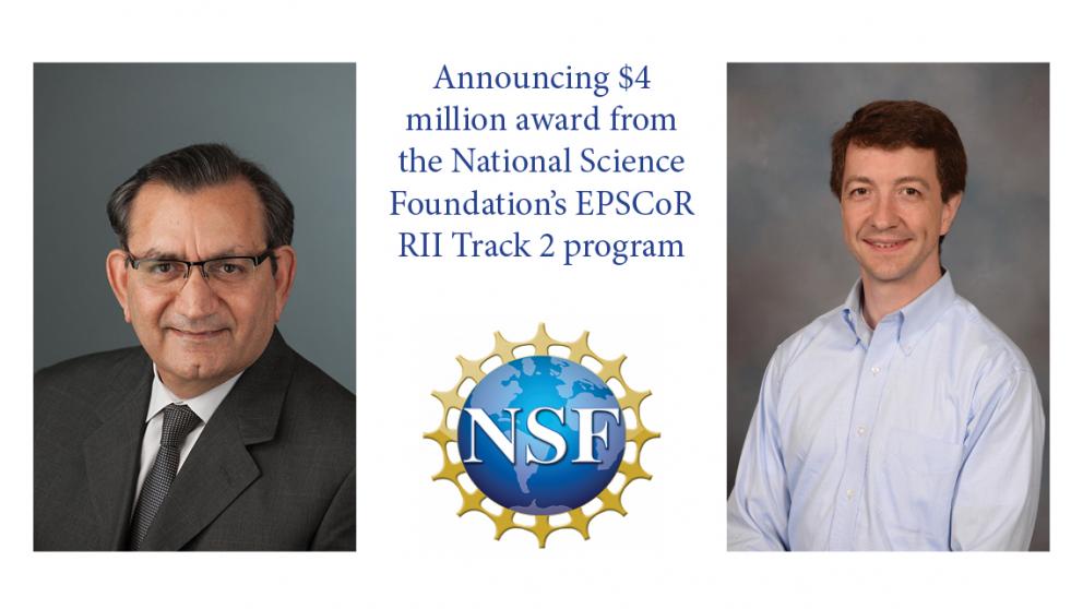 title of article with pictures of Dr. Subramaniam and Dr. Allgeier and the NSF logo